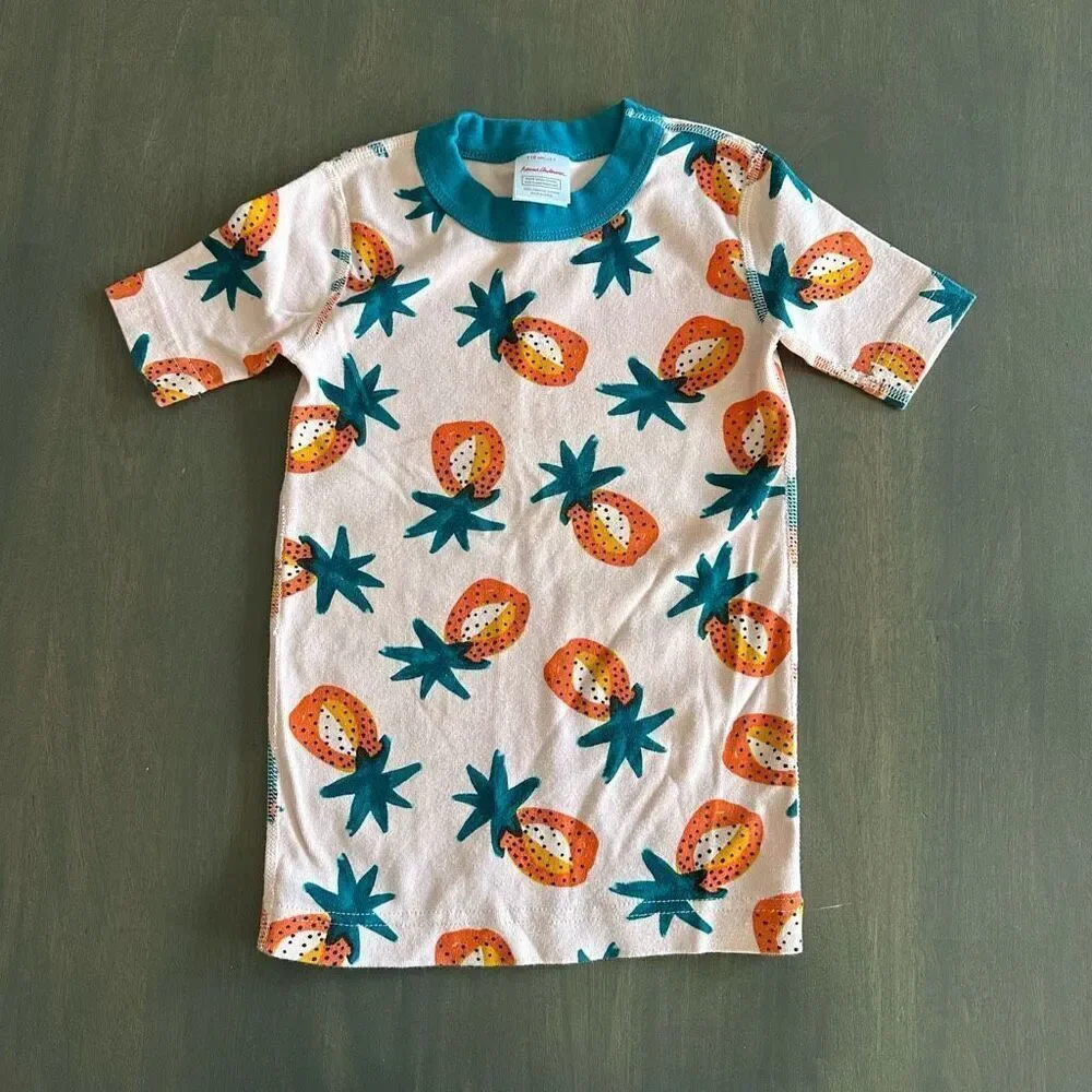 Hanna Andersson size 5 Pineapple Sweet Short John Pajamas TOP ONLY